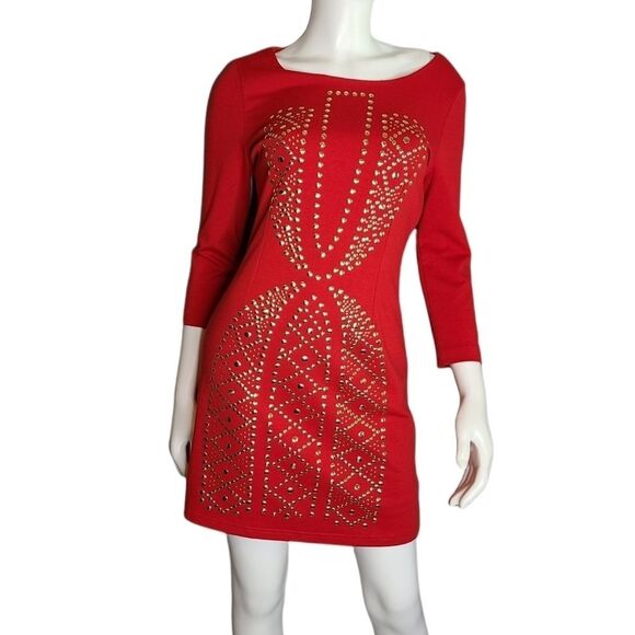 i madeline Dresses & Skirts - I. Madeline Red Dress Medium Gold Studded